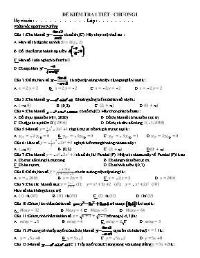 Đề kiểm tra một tiết chương 1 môn Giải tích 12